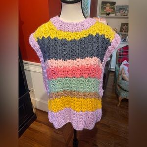 ANTHROPOLOGIE Striped colorful Sweater Vest, Size Medium/Large. NWOT